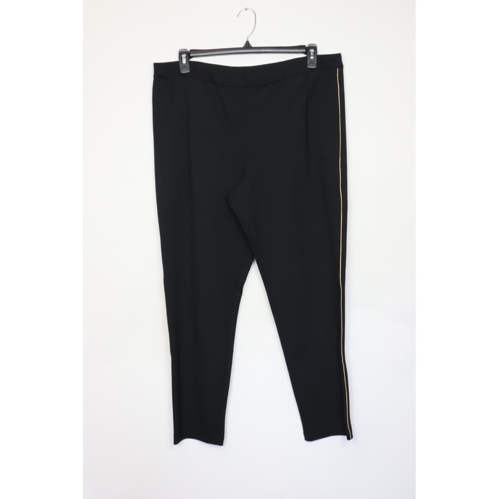 Joan Rivers Women's Black Pants with Gold Side Stripe Detail Size XL